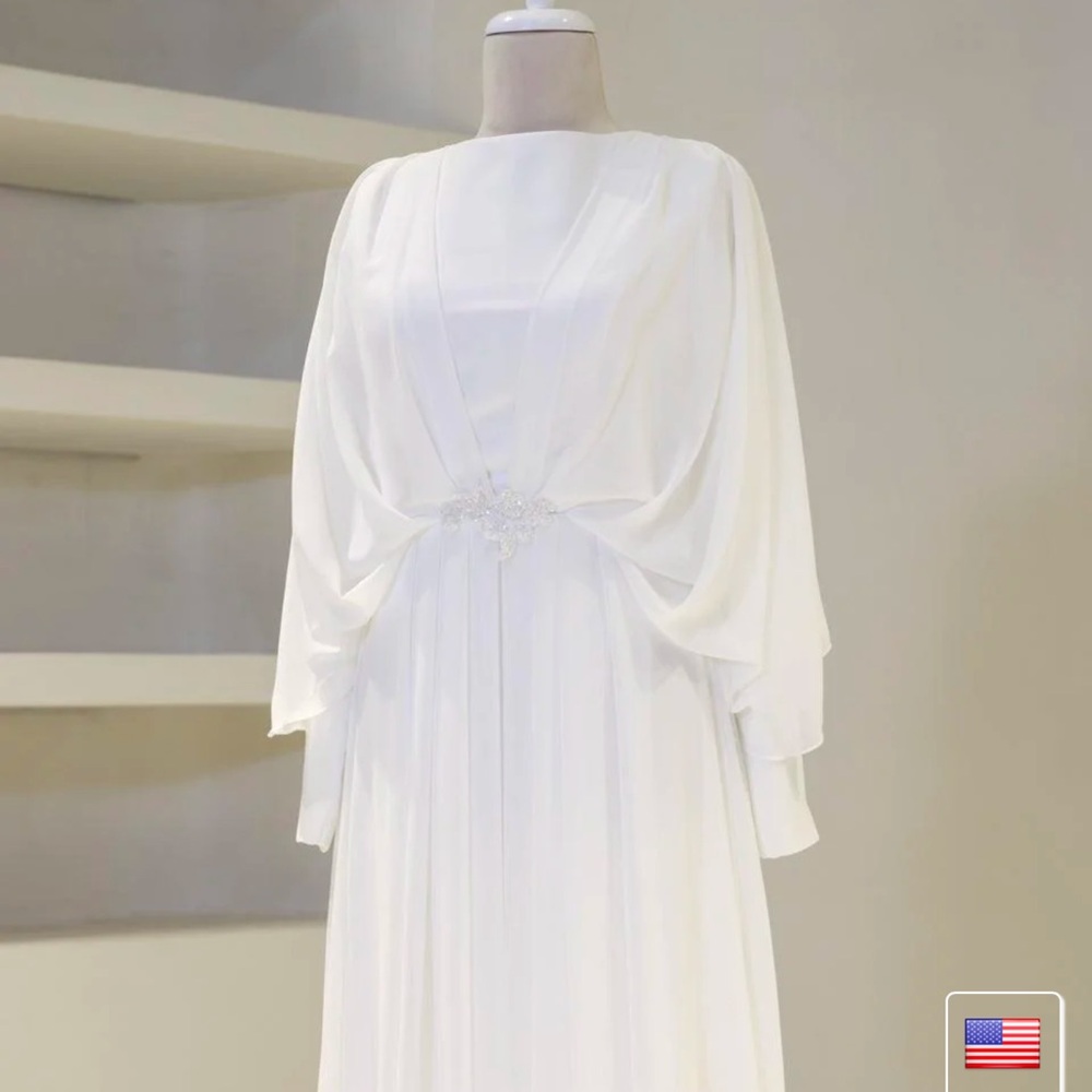 Elegant White Evening Dress or Simple Wedding Gown